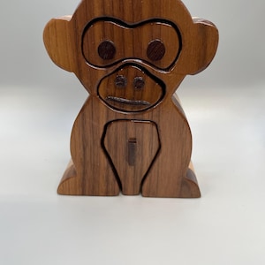 Jewelry Box, Trinket Box, Ring Box, Whatnot shelf display, whimsical design, Bandsaw Box, unique gift, Monkey