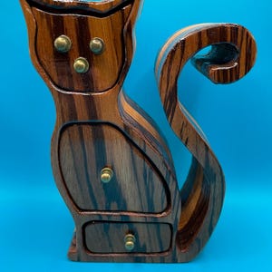 Cat, Jewelry Box, Ring Box, Trinket Box, Whatnot Display, Christmas Gift, Women&#39;s Gift, Wooden Box, Whimsical, Home Decor