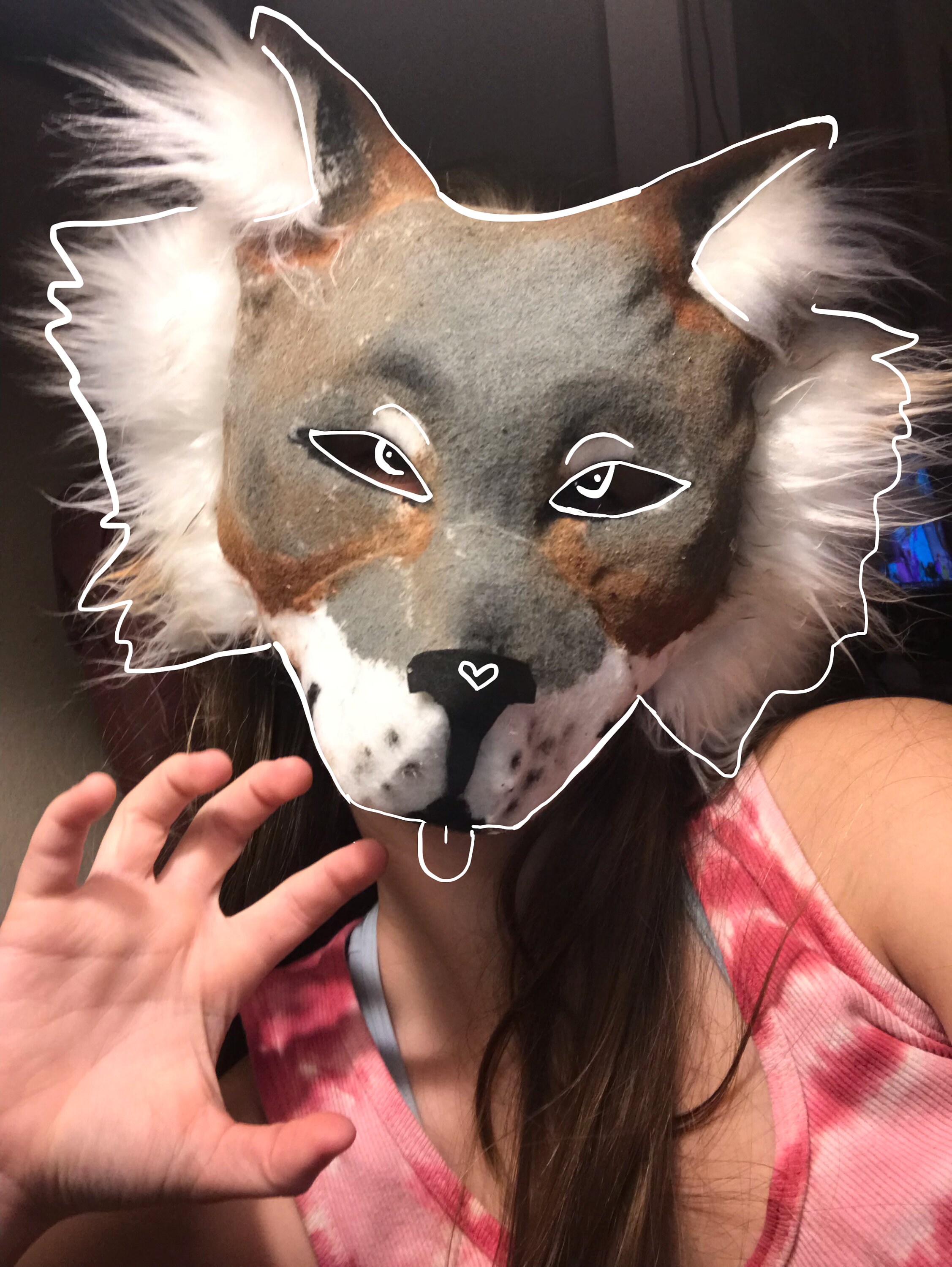 Therian Mask Fox Novelties Halloween Rave Fluffy Animal Head Faux