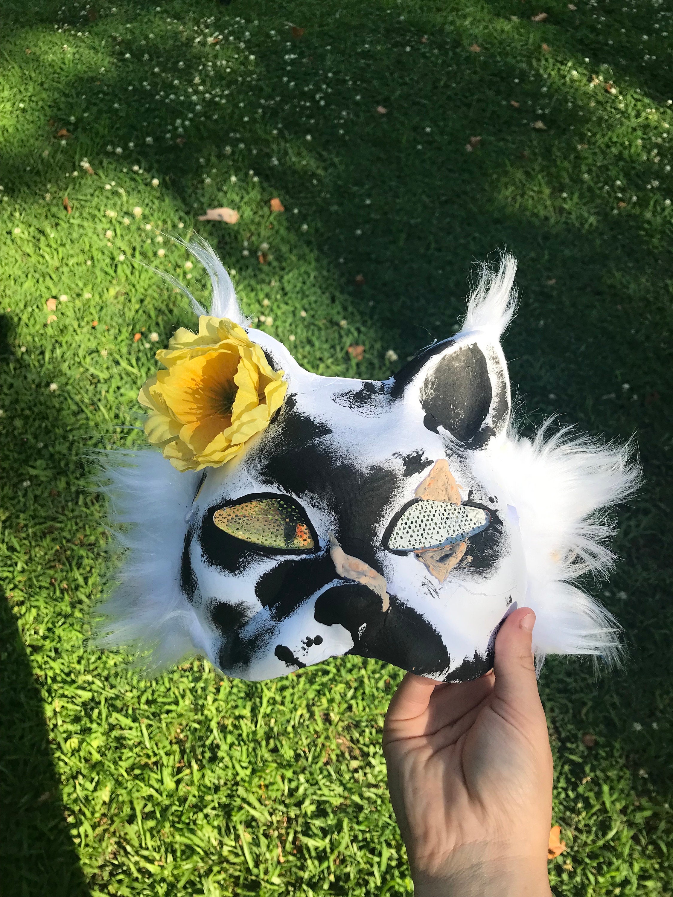 Hand Painted Felted Therian Cat Mask -  Denmark