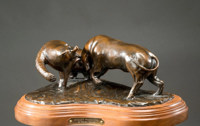Bronze Bull and Bear Sculpture street Warriors Etsy