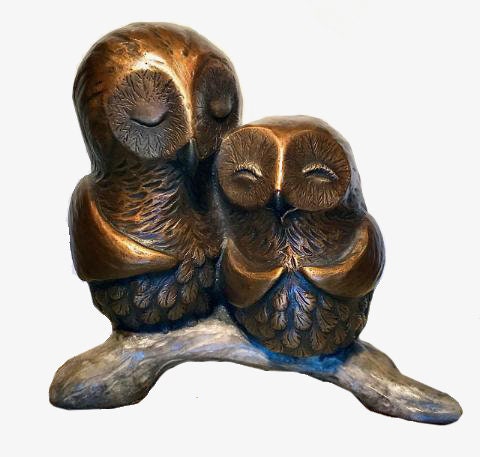 Bronze Owl Sculpture - "Hoo’s in Love" by Martha Chavez