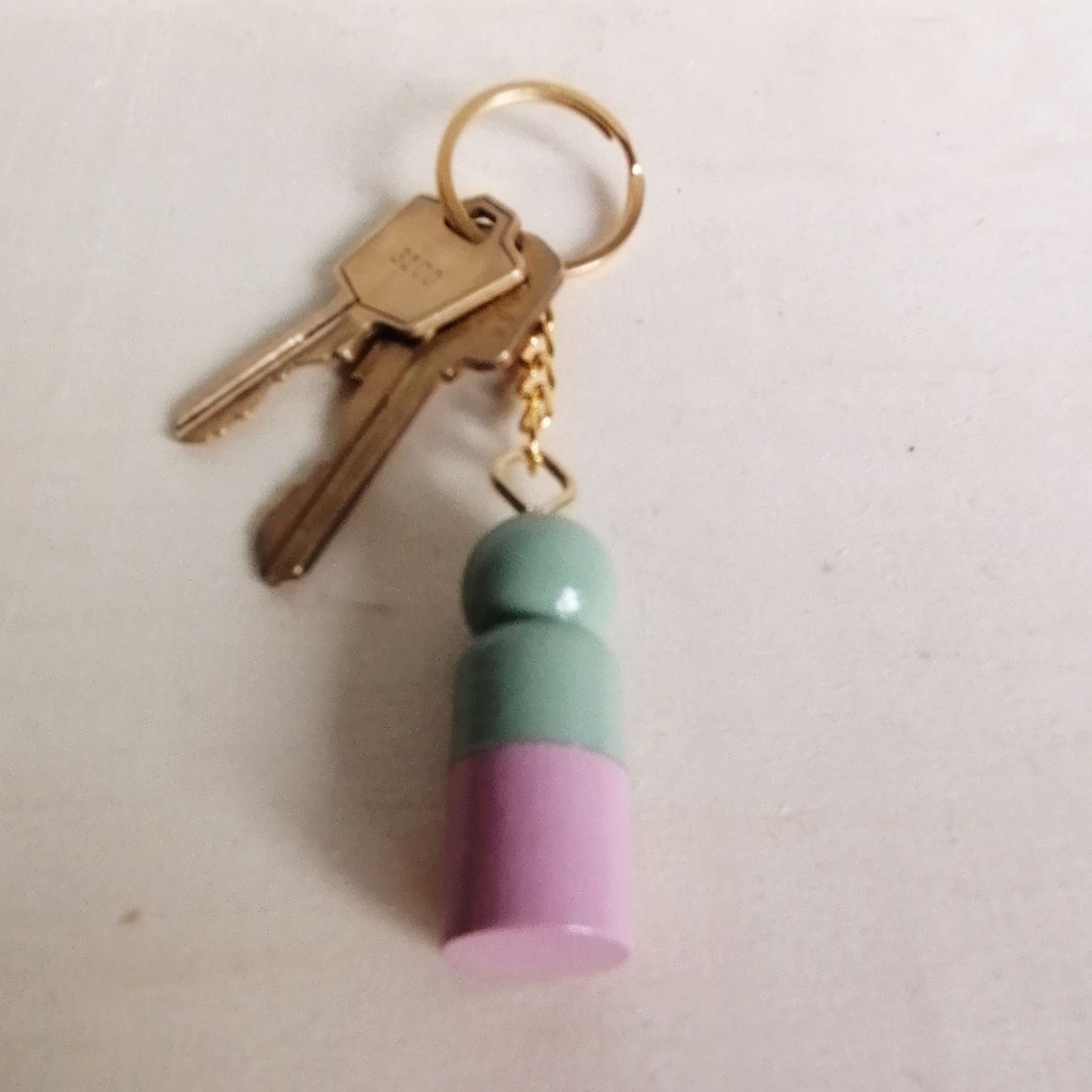 Peg doll keychain Boho keyring Teacher gift Housewarming Etsy