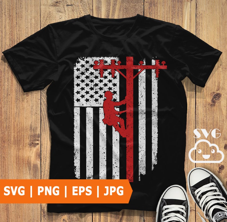 Download Lineman svg Lineman Clipart USA Flag American Flag | Etsy