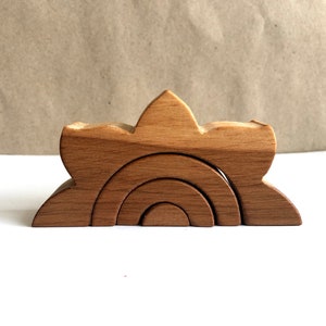 Wooden rainbow stacker Montessori natural toy Wooden puzzle for toddler