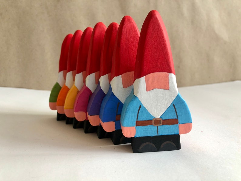 Wooden Painted Set of Gnomes Waldorf and Montessori Inspired Preschool ...
