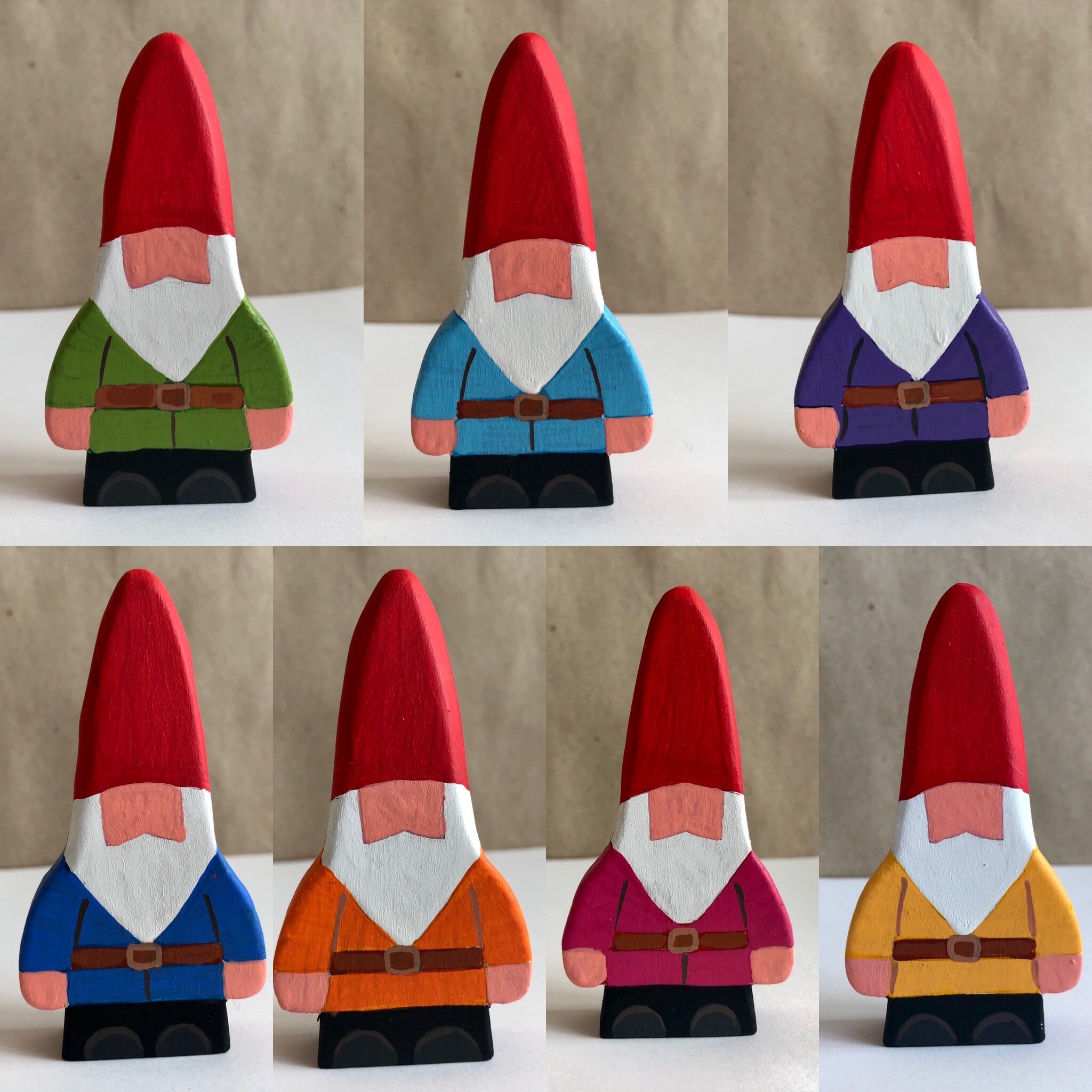 Wooden Painted Set of Gnomes Waldorf and Montessori Inspired Preschool ...