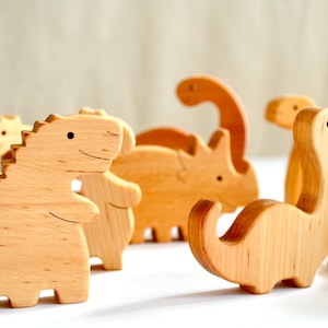 Wooden dinosaur set Wooden toy for toddler Organic educational toy