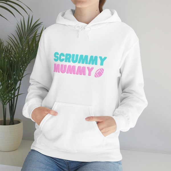 Scrummy Mummy Funny Rugby Sports Hoodie Hooded Sweatshirt Yummy Mummy Sport Mommy Momager