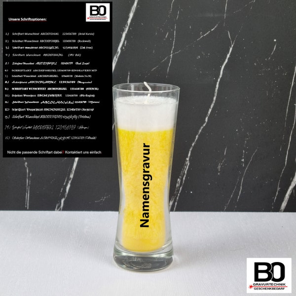 Personalisierte Kerze im Glas - Weißbierglasoptik