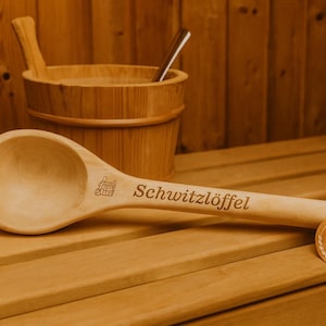 Saunakelle aus Holz | Aufgusskelle personalisiert | individuell graviert | Saunazubehör | Aufguss Löffel | Wellness Geschenk | Sauna Aufguss
