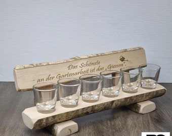 Schnapsbank-Schnapsbankerl-Bankerl with Stamperl-Schnapsbank with engraving - Gardener friends -