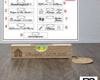 Wasserwaage personalisiert für Haussegen oder Geschenkidee Hochzeit