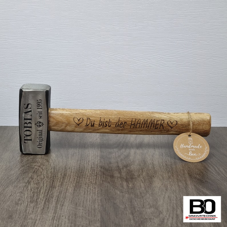 Hammer personalisiert Schlosserhammer Handwerker Geschenk Geschenkidee Hammer personalisiert Männergeschenk Bauherrngeschenk Original (Bild 1)