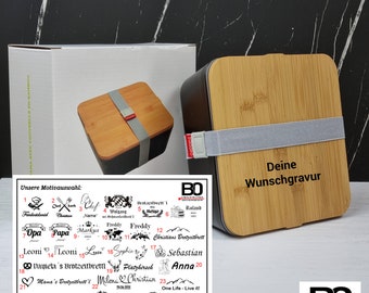 Lunch Box personalisiert Brotzeitbox Outdoorbox Brotdose Schulbox aus Bambus ideal für Unterwegs Uni Schulanfang Camping Vanlife Wandertour