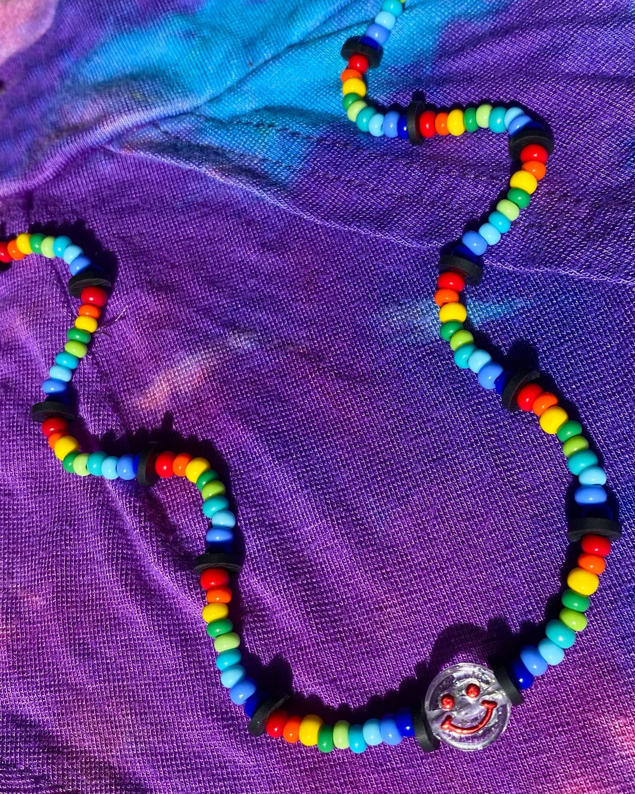 beaded smiley necklace
