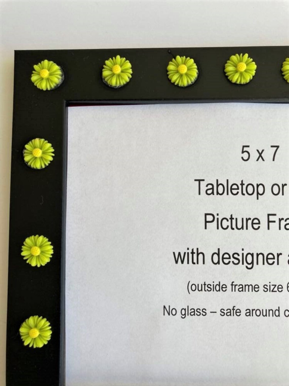 Picture Frame 5 x 7 lime green flowers tabletop or wall Etsy