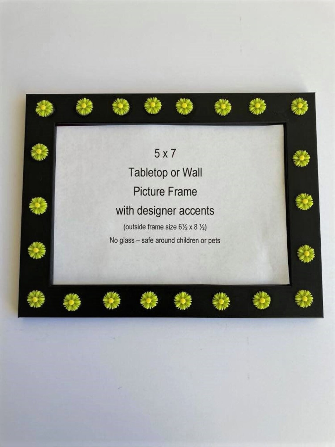 Picture Frame 5 x 7 lime green flowers tabletop or wall Etsy