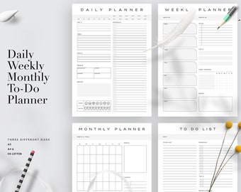 Daily Weekly Monthly To-Do Planner - Undated