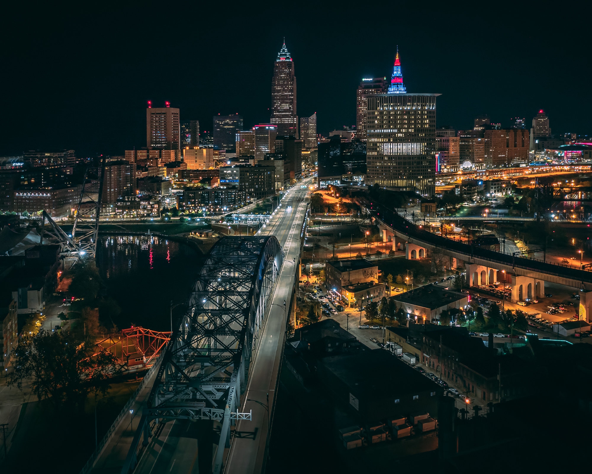 Canvas Print Downtown Cleveland Skyline at Night Etsy