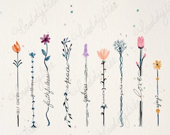 Fruits of the Spirit Garden Watercolor print-Bible gift for friends, mom, sister
