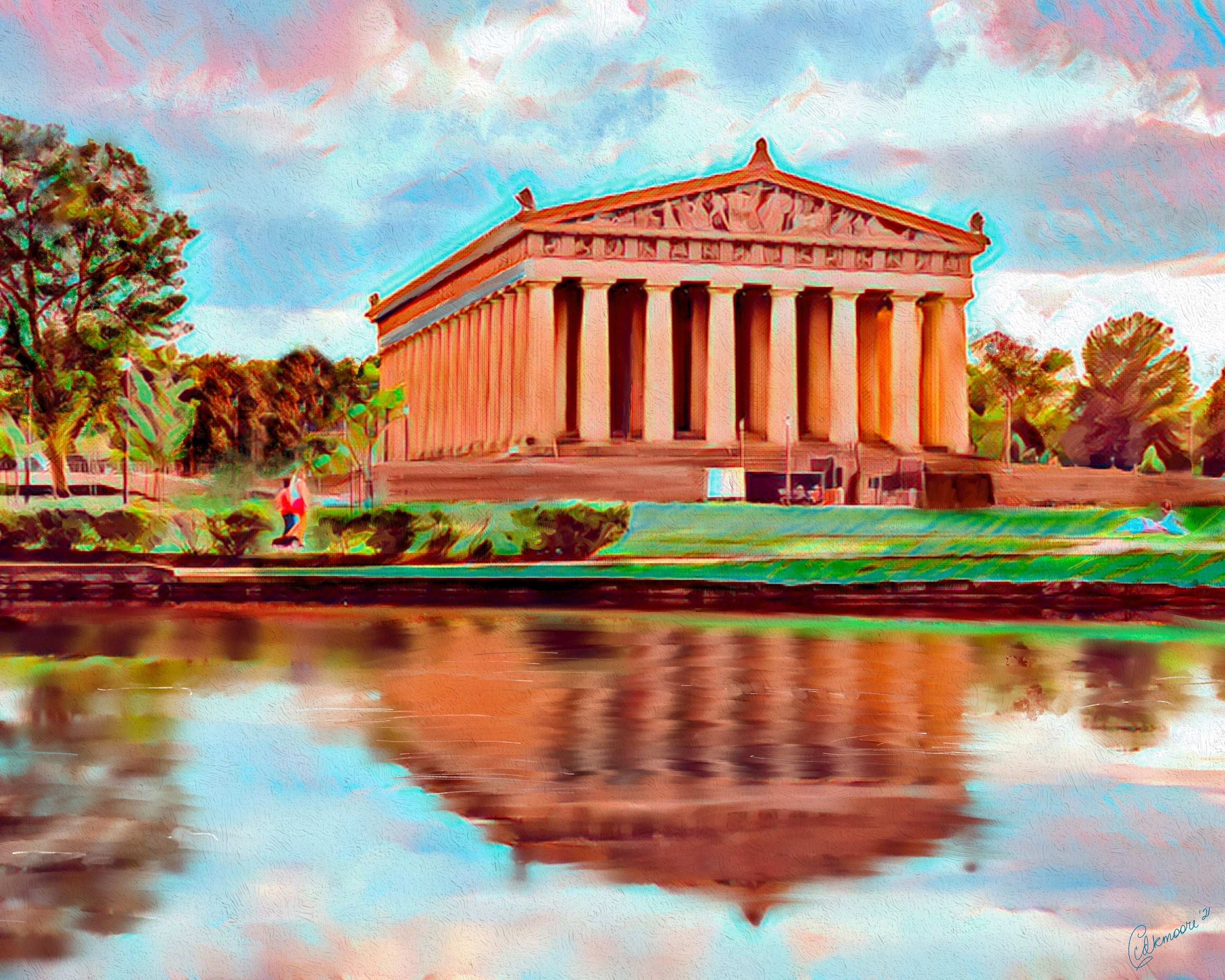 The Parthenon Nashville Painting, Digital Watercolor Print - Nashville ...