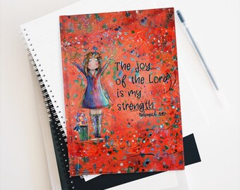 The joy of the Lord blank journal - Bible journaling, sermon notes, junk journal, gift for baptism, sister, mom, child