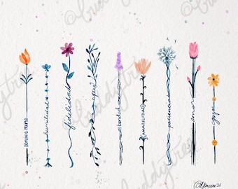 Fruits of the Spirit (Spanish) Garden Watercolor print Bible gift for friends, mom, sister