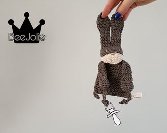 Crocheted rabbit pacifier patch