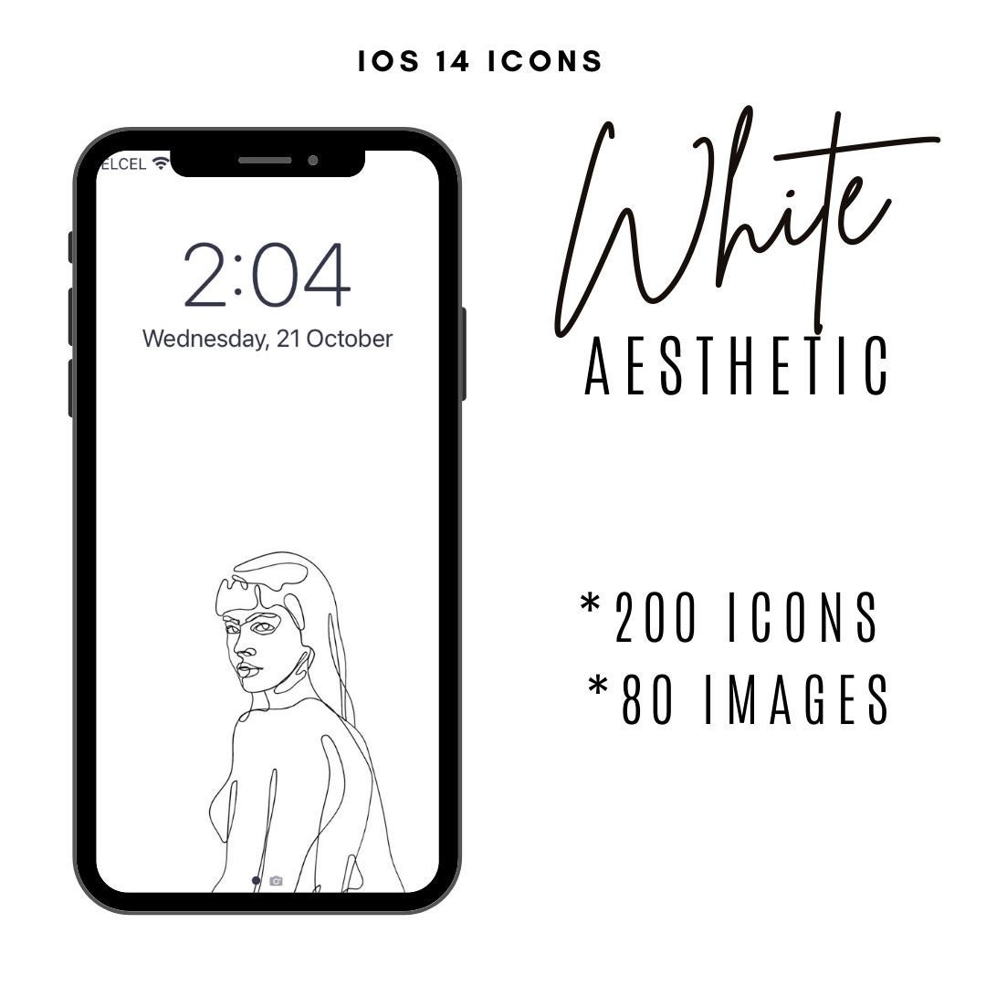 200 Ios 14 Icons WHITE Aesthetic Icon Pack for Ios Home Etsy