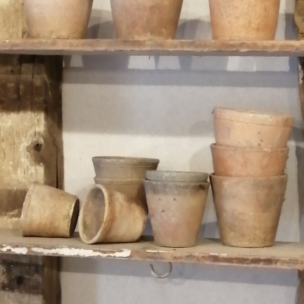 Antique French mini terracotta pots set of 6
