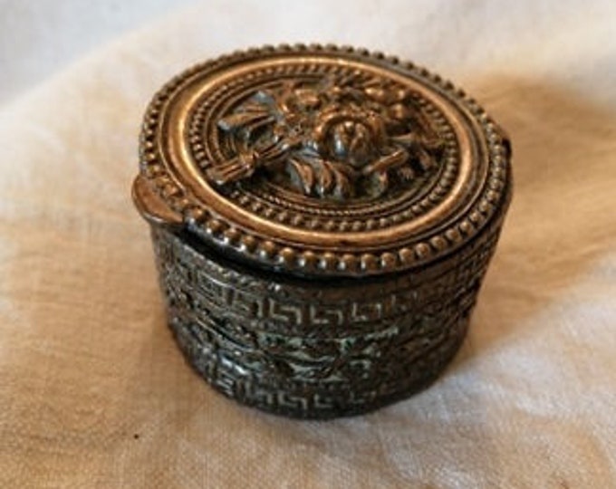 Antique French Eighteenth Century white metal patch pot or pill box