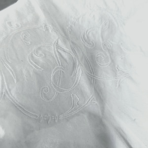 Lençol de cama enxoval de algodão metis com monograma francês antigo com letras D F