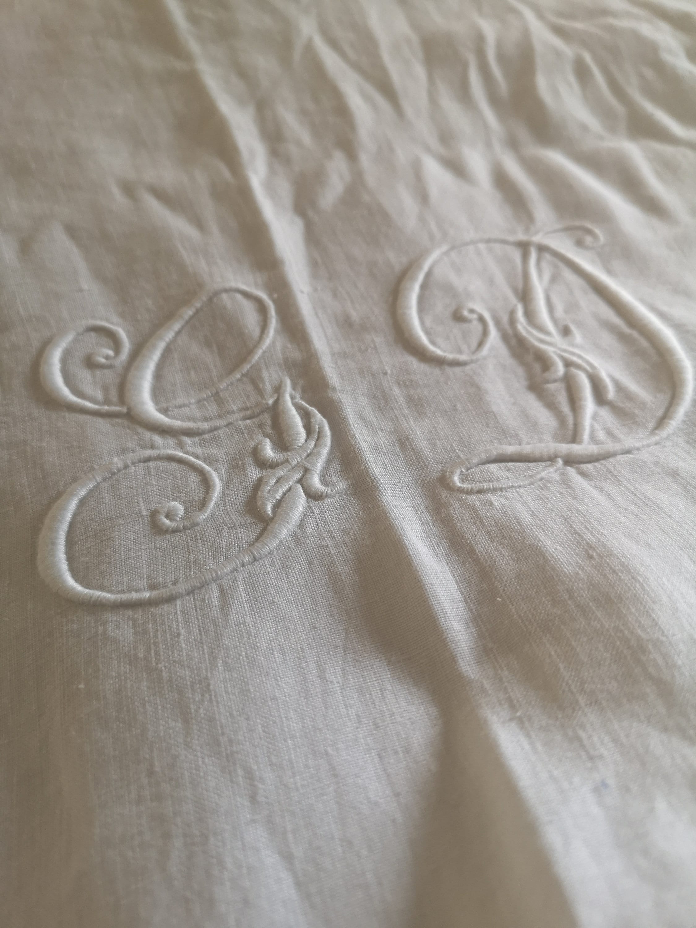 Antique Monogram Linen Sheet - Etsy