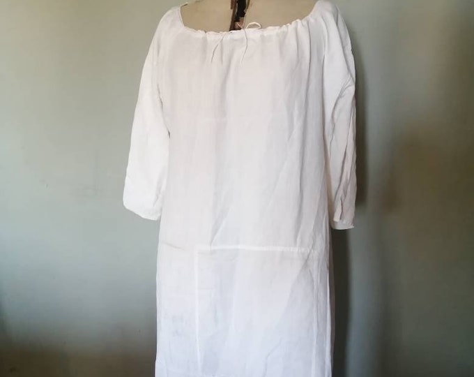 Vintage French linen shift dress trousseau nightgown