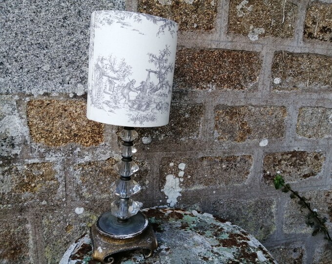 Vintage French glass lamp with antique gilt gesso wood carved base