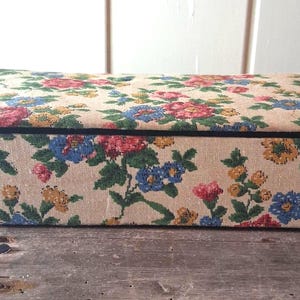 Shabby chic vintage floral fabric covered antique French boudoir box sewing box chocolate box