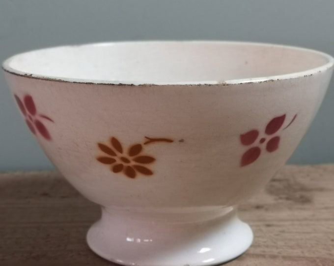 Antique French Badonviller terre de fer ironstone cafe au lait bowl