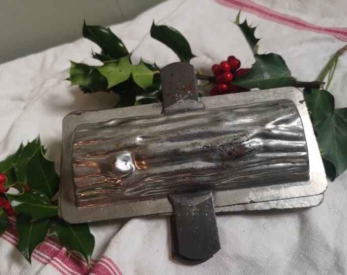 Antique French yule log shaped chocolate mould