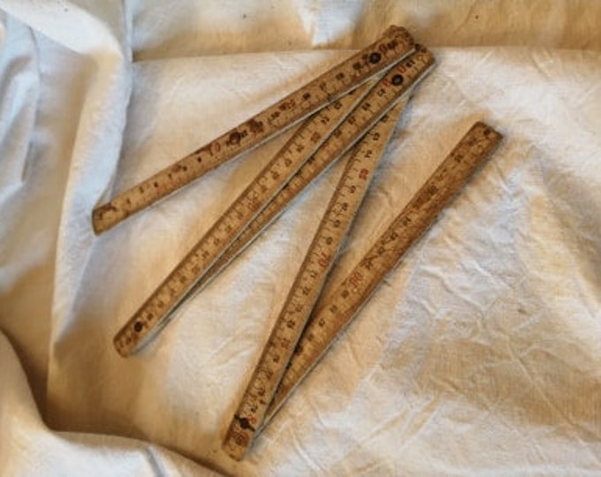 Antique French bone or resin folding metre measure stick