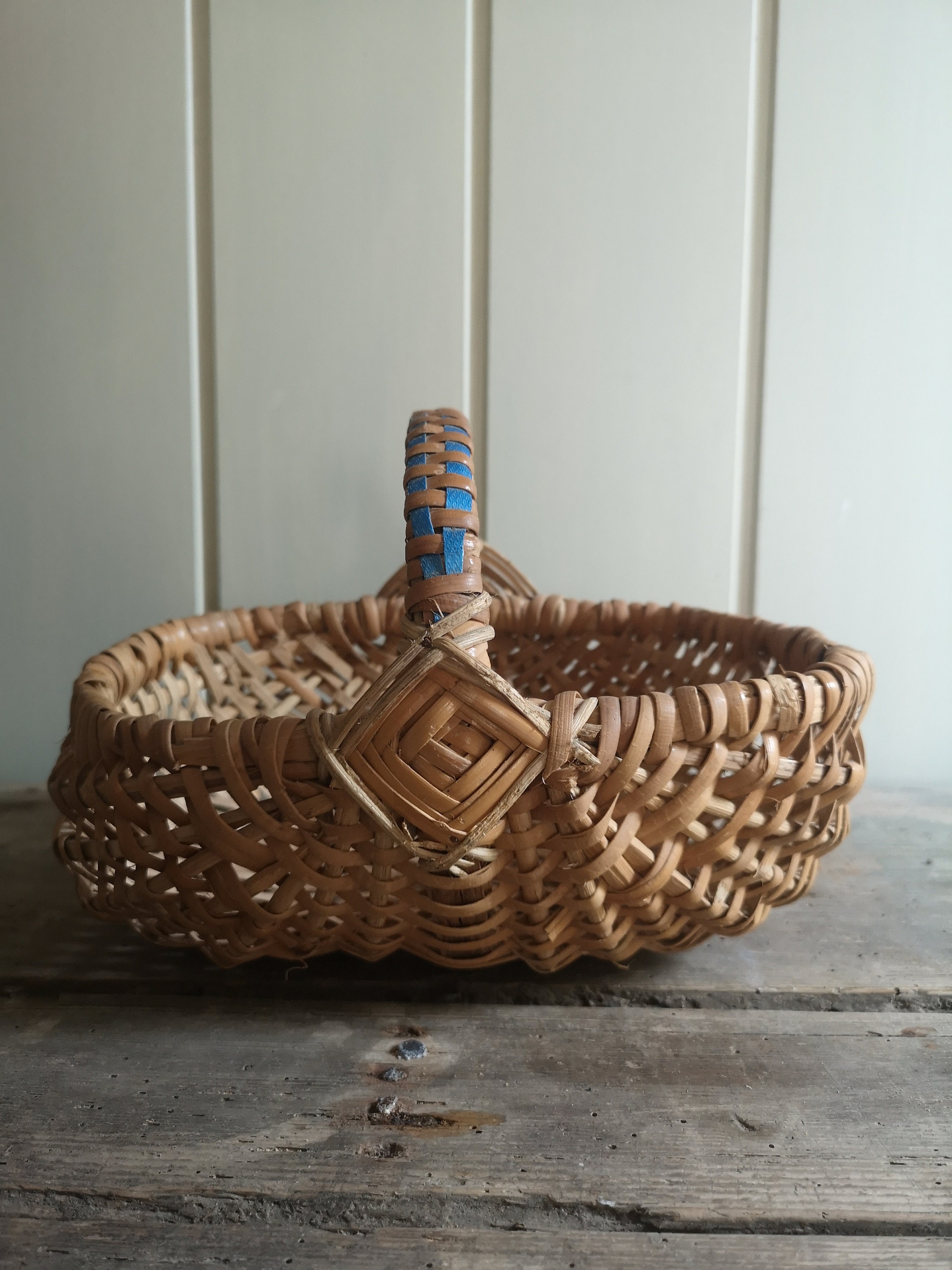Panier ancien Osier Panier profond à Cueillette bon état old French