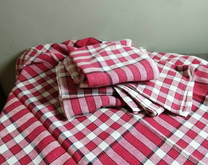 Vintage red checker design  napkins set