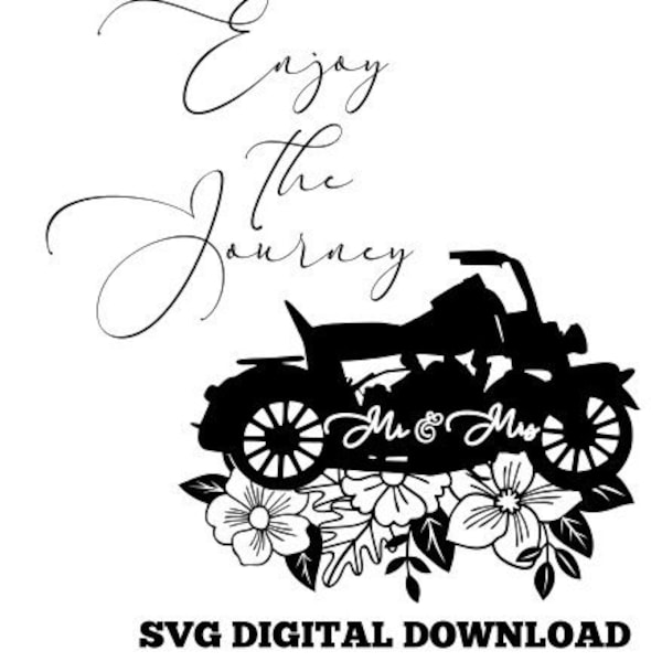 Motorcycle Wedding Bike SVG/Mr and Mrs SVG file/Just Married/Wedding SVG/Motorbike svg/Cricut Cut File/Digital Download/Instant Downoad/Bike