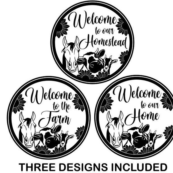 Welcome Sign SVG, Welcome to the Homestead, Front Door Sign, Porch Sign, Farmhouse Sign SVG, Commercial Use, Cow Images, Heifer SVG, Cricut