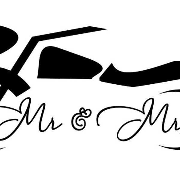 Just Married Motorcycle SVG/Motorcycle SVG/Wedding SVG/Wedding Gift/Car Decal/Motorcycle Decal/Mr and Mrs Decal/Just Married/