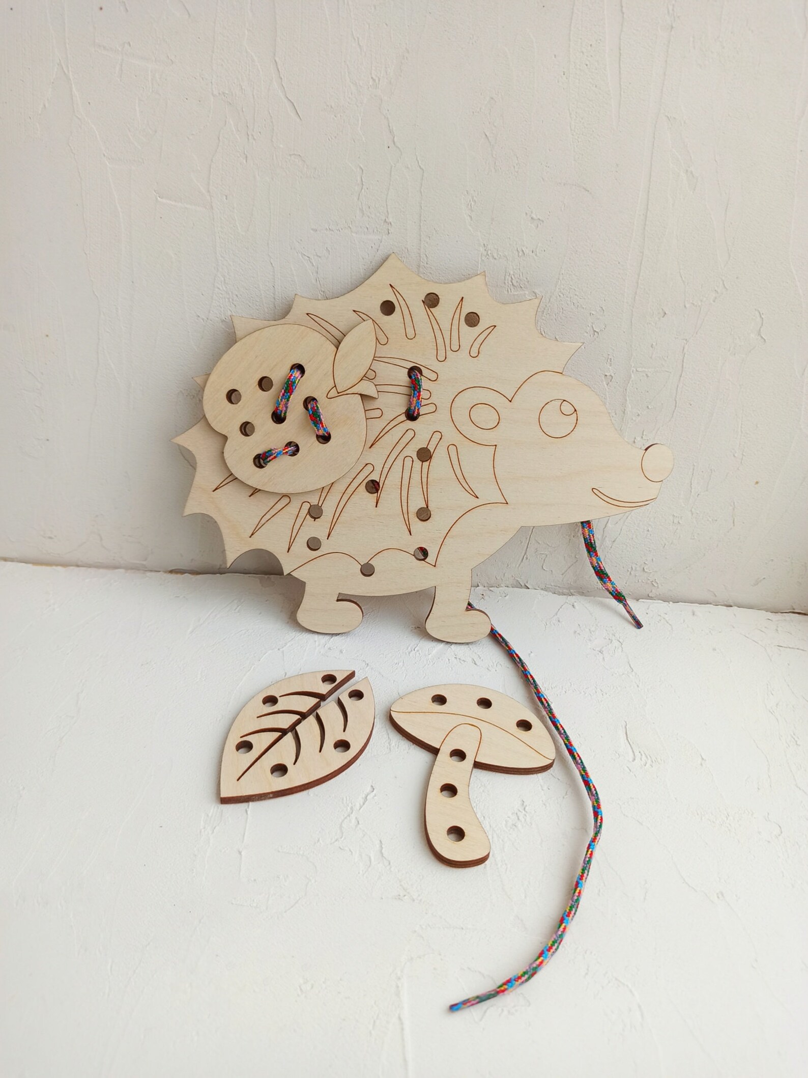 Wooden educational toy Hedgehog for children Toy lacing for Etsy
