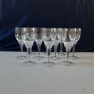 Lovely Bohemian Vintage Set of Eight Small Stemmed Wine/Champagne Glasses