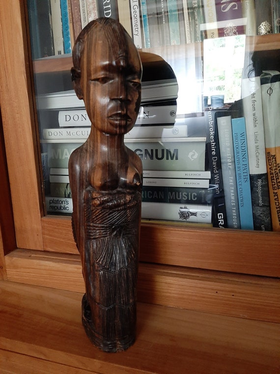 Ancienne Sculpture Statue bois ébène Bouddha Tibet Birmanie Art Populaire