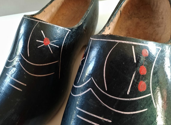 Vintage Klomppen/Clogs: Dutch Pair of Black Hand … - image 4