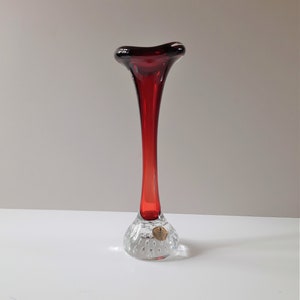 Striking Scarlet Red Aseda Glasbruk Swedish Art Glass Vintage Bud Vase